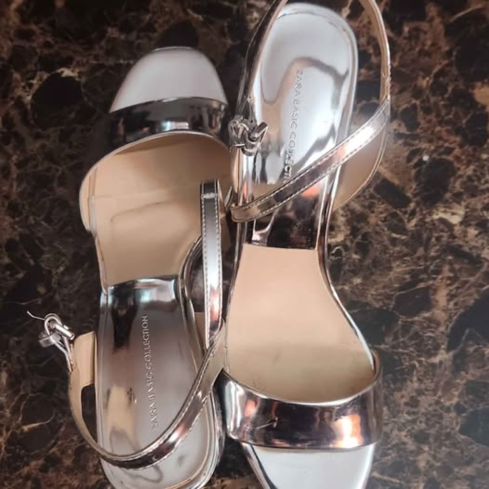 Zara Basic Collection Silver Slingback Heels - image 4
